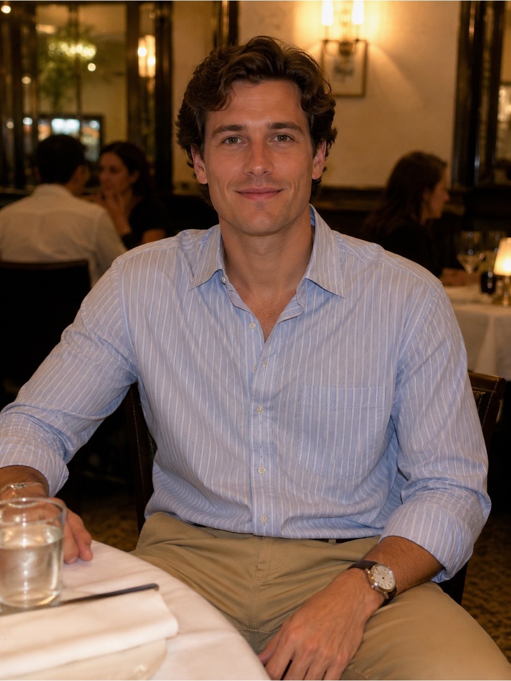 Giorgio Armani Light Blue Pinstripe Button-Down Shirt